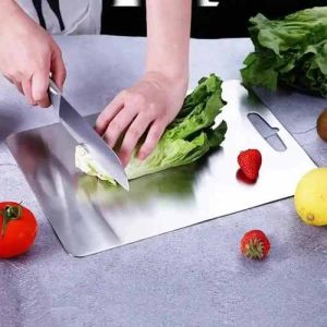 Small Stainless Steel Chopping Board, Color : Silver