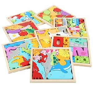 Glossy Finish Wooden Shape Puzzle Mix Shape, Color : Multicolor