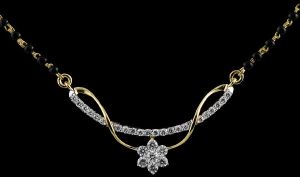 18k Gold Contemporary Curved Diamond Mangalsutra