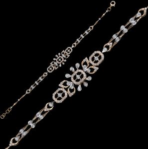 18k Gold Geometric Diamond Link Bracelet