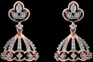 18k Gold Intricate Geometric Lattice Diamond Earrings
