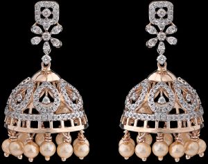 18k Gold Ornate Diamond Drop Earrings with Gemstone Dangle