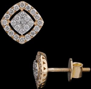 18k Gold Petite Daily Wear Diamond Halo Studs
