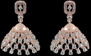 18k Gold Traditional Indian Style Diamond and Jhumka Earrings