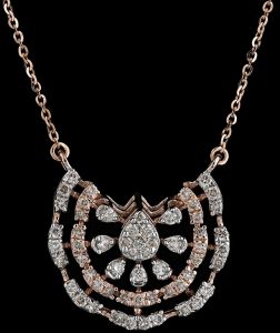 18K Rose Gold Classic Diamond Pendant Mangalsutra
