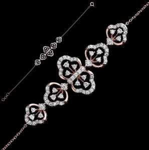18k Rose Gold Floral Clover Diamond Bracelet