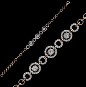 18k Rose Gold Interlocking Circle Diamond Bracelet
