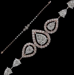 18k Rose Gold Teardrop Diamond Halo Bracelet