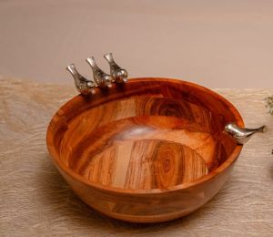 Canary Wooden Serving Bowl, Color : Brown