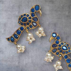 Mohini Studded Peacock Dual Tone Stud Earring