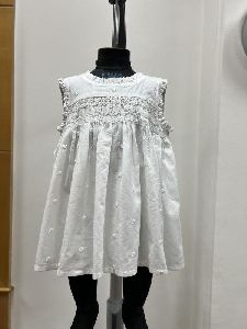 Polyester Plain Babywear Frock Set, Color : White, Gender : Girl