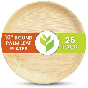 Areca Palm Leaf Round Dinner Plates 10 Inch Diameter