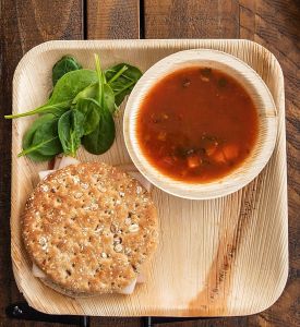 Non Polished Wood Areca Square Plates, Color : Creamy