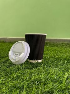Food Grade Paperboard Ripple Wall Paper Cup with Lid