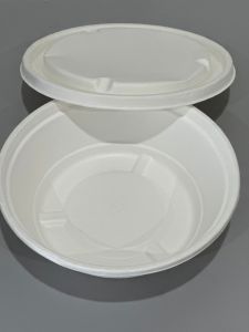 Sugarcane Bagasse Round Food Bowl with Lid
