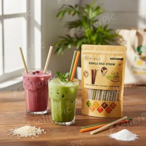 Plain Edible Rice Drinking Straw Biodegradable 12mm for Juices