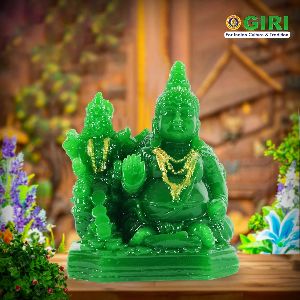 Laxmi Kuber Resin Statues, Color : Green With Gold Highlights
