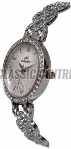 Silver Diamond Analog Watch For Women