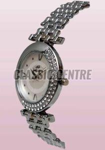 Silver One Sided Diamond Analog Watch For Women