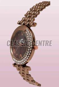 Women Stainless Steel Diamond Studded Watch