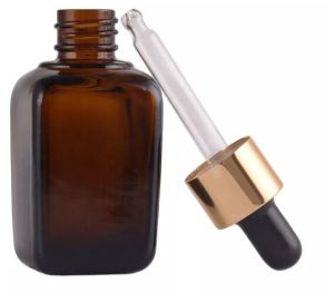 10ml to 100ml Amber Square Glass Bottle with Dropper