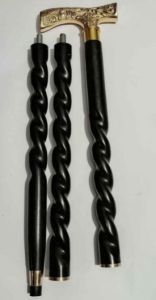 Plain Metal Folding Walking Sticks, Handle Material : Wood