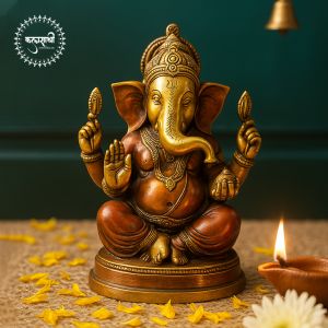 Printed Polished Ganesha Stone Statue, Color : Red, Brown