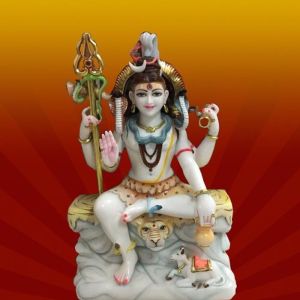 Multicolor Mahadev Marble Statue, Packaging Type : Box