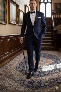 Mens Midnight Blue Two Piece Tuxedo Suit