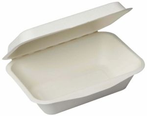 Plain Sugarcane Baggasse Bagasse Clamshell Boxes, Color : Milky-white