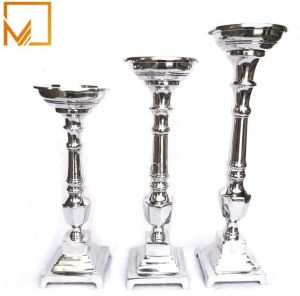 Glossy Aluminium Premium Candle Holder Set for Home Decor