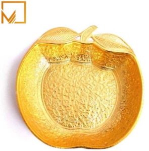 Golden Apple Brass Decorative Tray 13.5cm X 13cm X 2.6cm