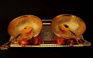 Golden Brass Embossed Bowl Set for Decorative Or Serving