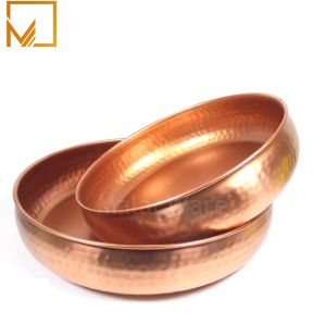 Hammered Finish Copper Urli Bowl, Bowl Size : 7x30cm