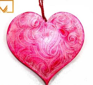 Pink 15 Cm Metal Christmas Hanging Heart