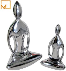 Glossy Premium Aluminium Silver Buddha Figurines for Home Decorative