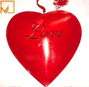 Red Glossy Metal Hanging Valentine Heart, Size (Inches) : 15cm