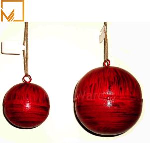 Glossy Red Metal Christmas Hanging Ball Set