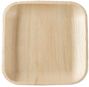 8 Inch Square Areca Leaf Plate, Color : Light Brown