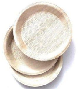Non Polished Areca Palm Leaf Round Plates, Color : Creamy