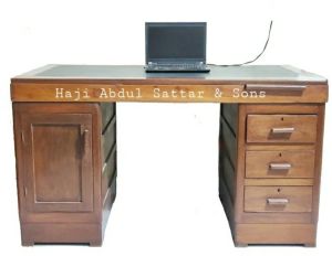 Leather Top Four Drawer Wooden Work Desk