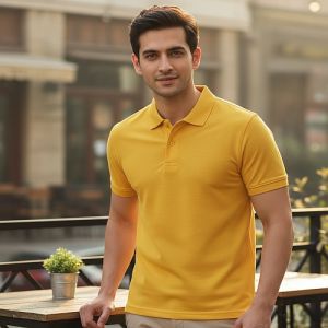 Mens Yellow Cotton Polo T-Shirt, Size : XL, XXL Casual Wear