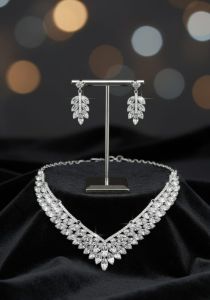 Artificial American Diamond Marquise Necklace Set