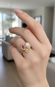 Artificial Birthstone Style Ring