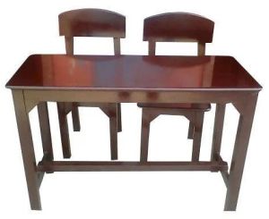 2 Seater Rectangular Polished Wooden School Furniture