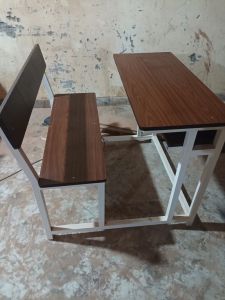2 Seater Wooden School Desk with Backrest
