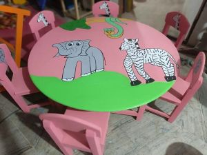 6 Seater Round Play School Table Set