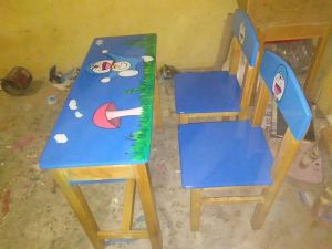 Doraemon Theme Wooden Rectangular Table with Chair