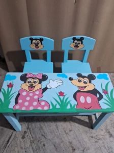 Mickey Mouse Theme Wooden Kid Table Chair Set
