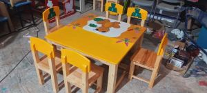 Play School Rubber Wood Furniture Table Chair Set